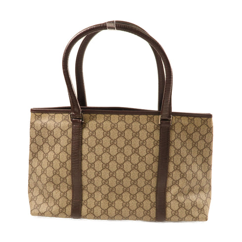 GUCCI GG SHW GG Supreme Tote Bag Shoulder PVC Coated Canvas 114595 Brown