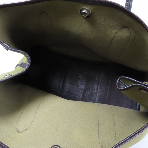 HERMES PHW Garden Party PM Tote Bag Canvas Green/Brown