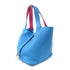 HERMES PHW Picotin MM Tote Bag Handbag Taurillon Clemence Leather Blue