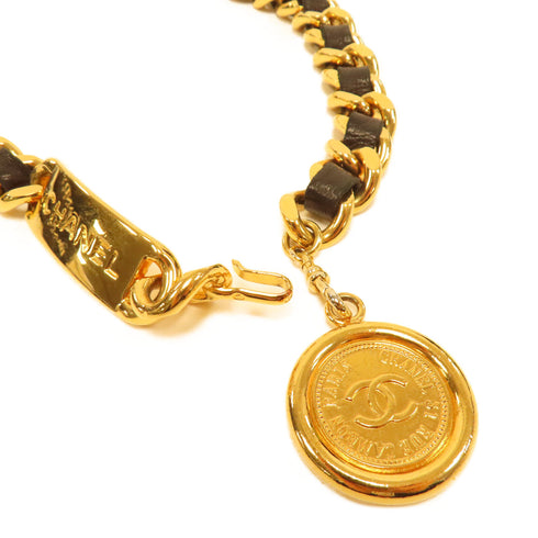 CHANEL CC GHW Vintage Chain Belt Metal/Leather Black