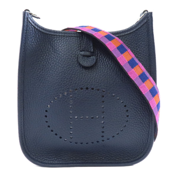 HERMES PHW Evelyne TPM Shoulder Bag Crossbody Taurillon Clemence Leather Navy