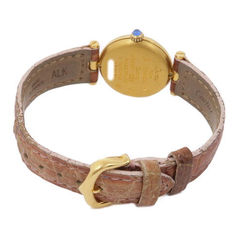 CARTIER Vendome Vermeil 590004 Quartz Watch Leather Belt White