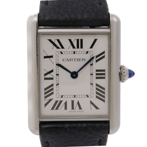 CARTIER Tank Must WSTA0041 Quartz Watch Stainless Steel/Leather Belt White