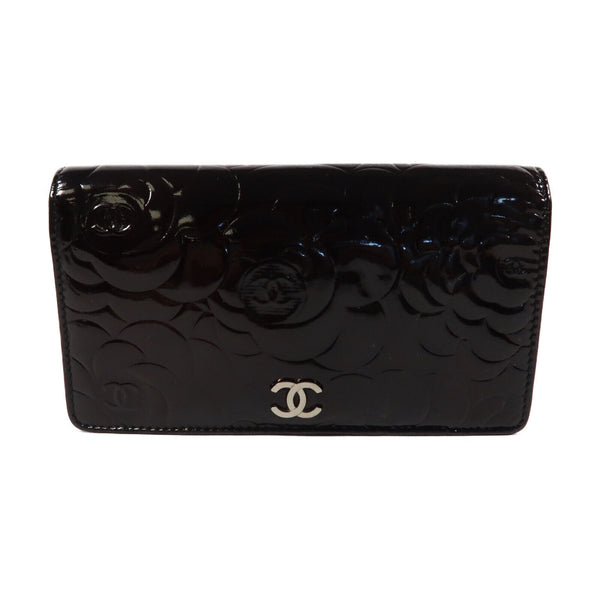 CHANEL CC SHW Long Wallet Patent Leather Black v1