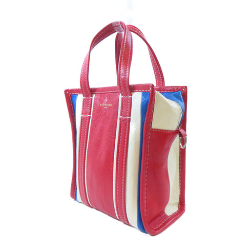 BALENCIAGA SHW Bazar 2 Way Shoulder Handbag 513989 Calfskin Leather Red White