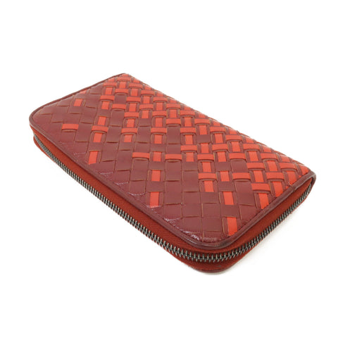 BOTTEGA VENETA BV SHW Long Wallet Intrecciato Leather Red