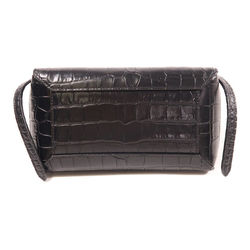 CELINE GHW Belt Bag 2 Way Shoulder Handbag Embossed Calfskin Leather Black