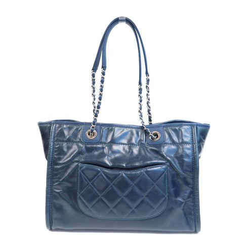 CHANEL CC SHW Totebag Calfskin Leather Blue