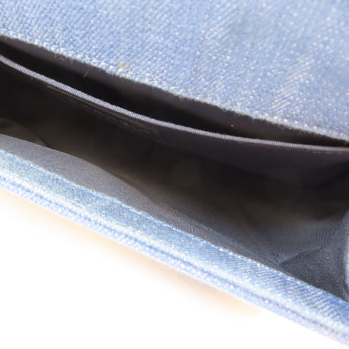 CHANEL Herringbone CC SHW Boy 25 Chain Shoulder Bag A67086 Denim Blue