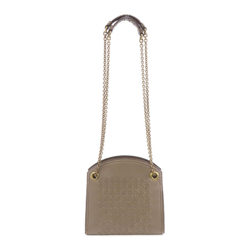 BOTTEGA VENETA BV GHW Chain Shoulder Bag Lambskin Leather Greige