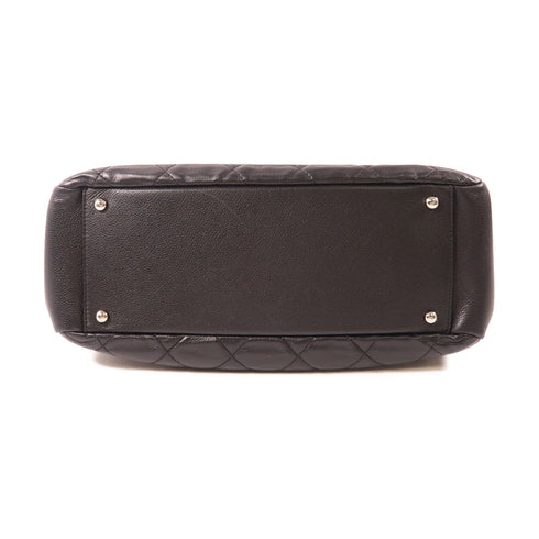 CHANEL CC SHW Shoulder Tote Bag Calfskin Leather Black