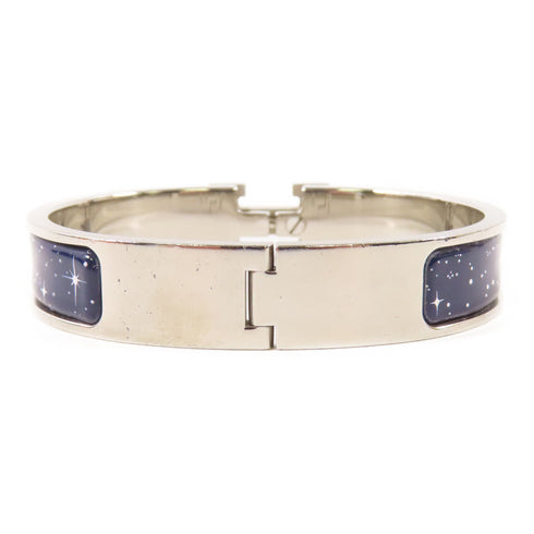 HERMES PHW Clic H Bracelet Metal Silver/Navy