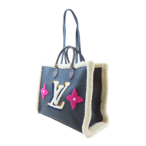 LOUIS VUITTON LV GHW On The Go GM Tote Bag 2 Way Bag M56958 Calfskin Wool Black