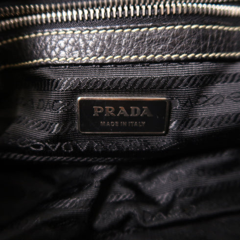 PRADA SHW Shoulder Bag BR3264 Nylon/Calfskin Leather Black