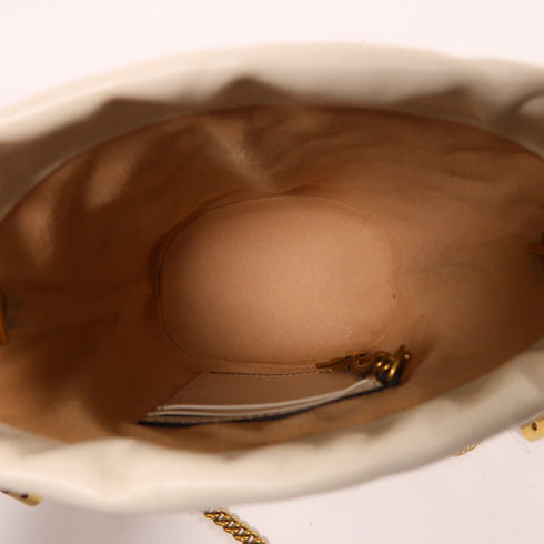 GUCCI GG GHW Bucket Chain Shoulder Bag 573817 Calfskin Leather White