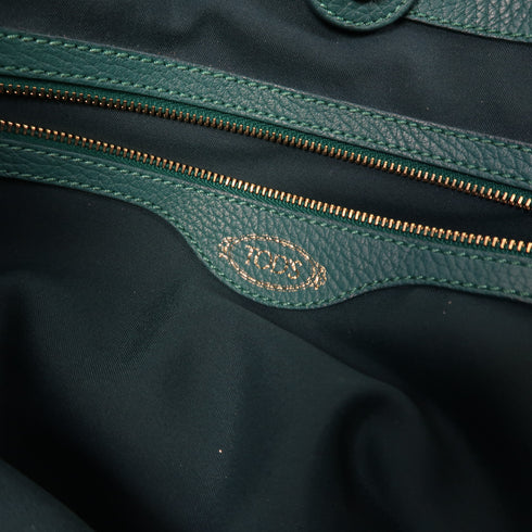 Tods Shoulder Tote Bag Calfskin Leather Green