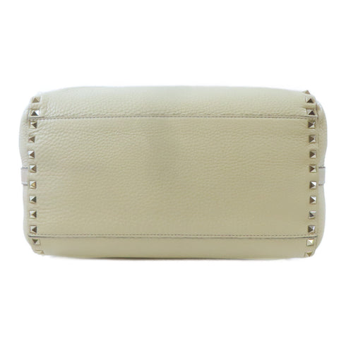 VALENTINO 2 Way Shoulder Bag Calfskin Leather Beige