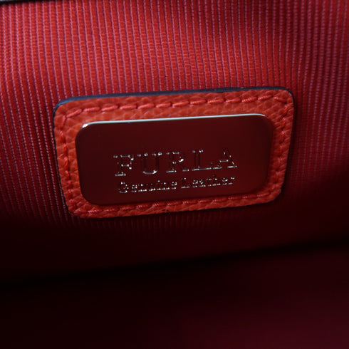 Furla GHW Shoulder Bag Calfskin Leather Red