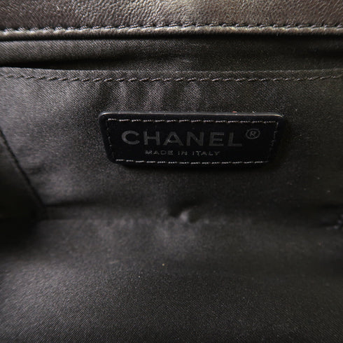 CHANEL CC Boy Vanity Case 2 Way Shoulder Bag Lambskin Leather Black