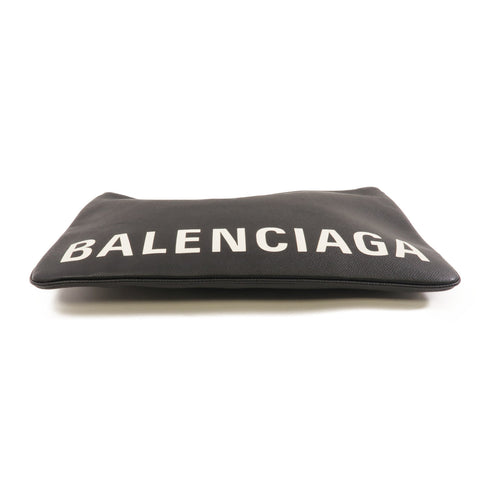 BALENCIAGA GHW Clutch Bag Pouch W568024 Calfskin Leather Black
