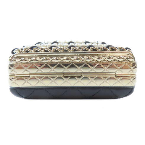 CHANEL Quilted CC GHW Evening Bag Shoulder Bag AS3528 Calfskin Metal PVC Black