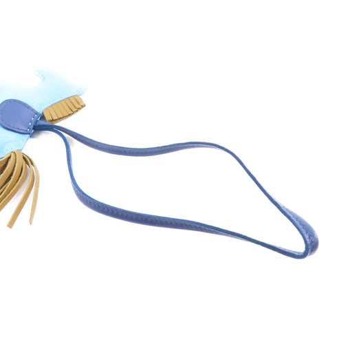 HERMES Rodeo Charm Leather Light Blue Navy Khaki