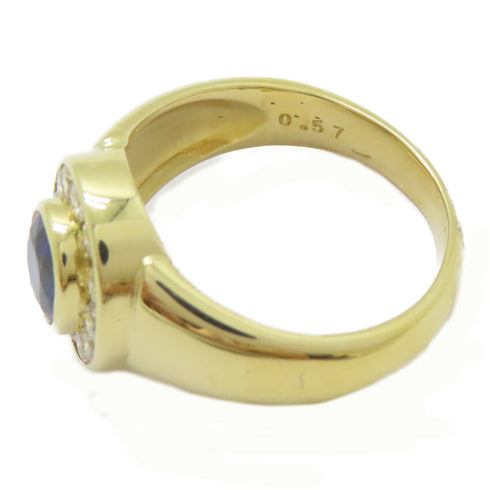 FINE JEWELRY 1.47ct Sapphire 0.57ct Diamond Ring 18K Yellow Gold US#8