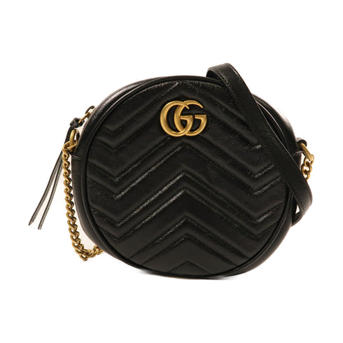 GUCCI GG GHW Marmont Shoulder Bag Calfskin Leather 550154 Black