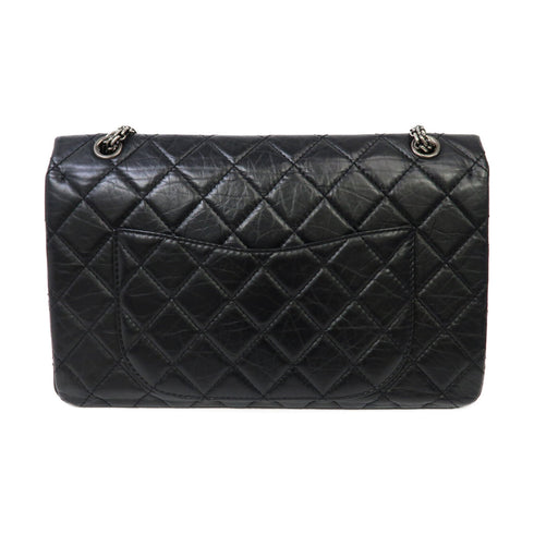 CHANEL Quilted CC SHW 2.55 Chain Shoulder Bag Calfskin Leather Black v1