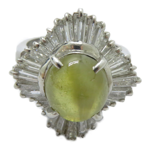 FINE JEWELRY 4.80ct Cat's Eye 1.86ct Diamond Ring PT900 Platinum US#6