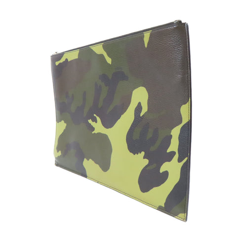 GIVENCHY SHW Pouch Clutch Bag Calfskin Leather Green