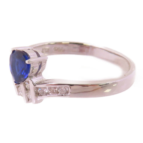 Fine Jewelry 0.38ct Sapphire 0.18ct Diamond Ring US#6.5 18K White Gold