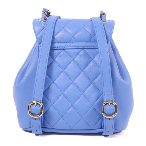 CHANEL CC GHW Duma Mini Backpack/Rucksack Lambskin Leather Blue