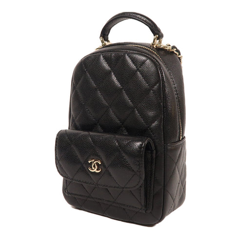CHANEL CC GHW 24C Backpack/Rucksack Calfskin Leather Black