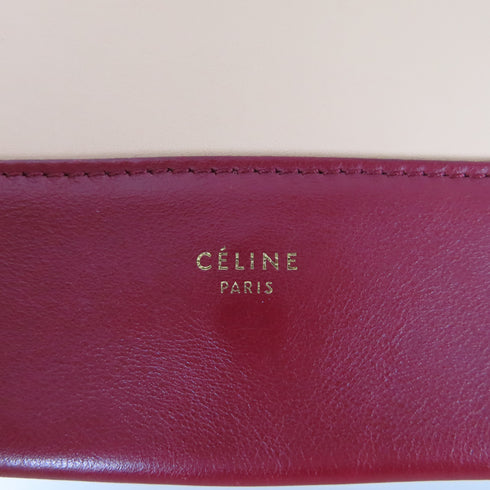 CELINE GHW Frame Medium Shoulder Bag 180263 Calfskin Leather Red Beige