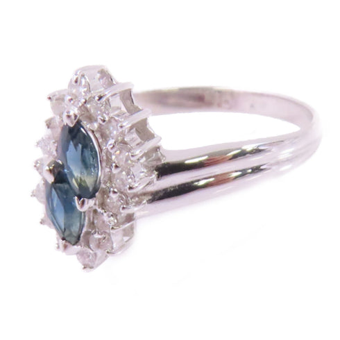 Jewelry Sapphire Diamond Ring US#6.75 18K White Gold
