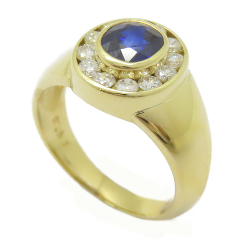 FINE JEWELRY 1.47ct Sapphire 0.57ct Diamond Ring 18K Yellow Gold US#8