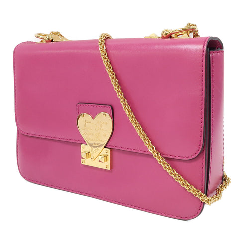 Valentino GHW Chain Shoulder Bag Calfskin Leather Pink