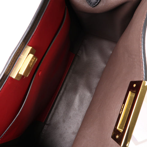 FENDI GHW Peekaboo Shoulder Bag Handbag 8BN304A5E8 Calfskin Leather Black