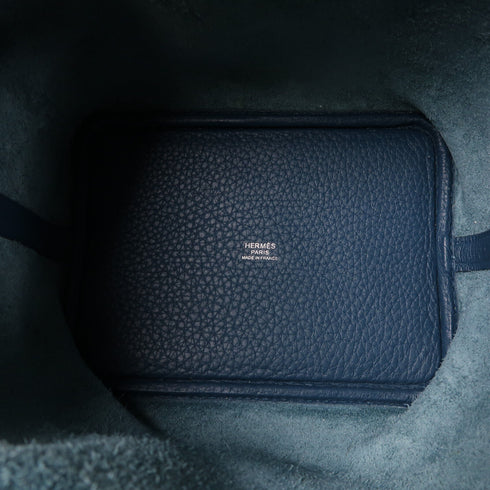 HERMES PHW Picotin PM Hand Bag/Bucket Tote Bag Clemence Leather Colvert