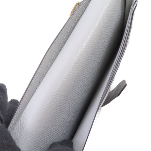 HERMES GHW Bearn W Snap Long Wallet Epsom Leather Y7 Bleu Orage Light-Blue