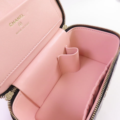 CHANEL CC GHW Vanity Case Hand Shoulder Bag Patent Leather