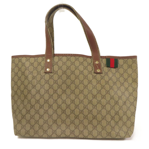 GUCCI GG GHW Shoulder Tote Bag 211134 Coated Canvas Brown