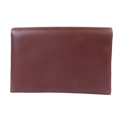 HERMES GHW Pochette Fortunio Clutch Bag Evercolor Leather Bordeaux