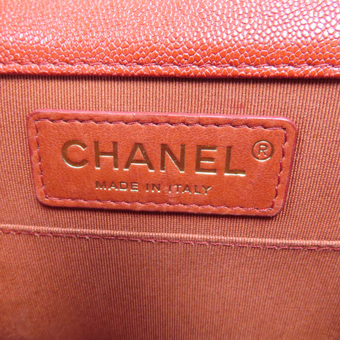 CHANEL CC Quilted GHW Boy Chain Shoulder Bag Calfskin Leather Red