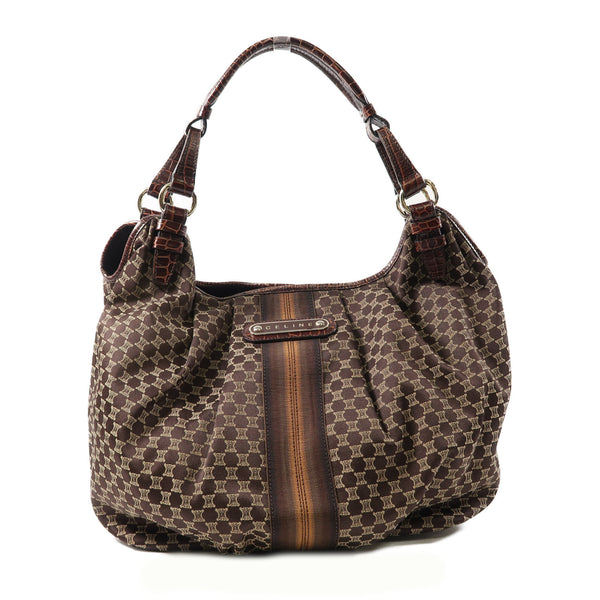 CELINE SHW Hand Bag Shoulder Bag Canvas Brown