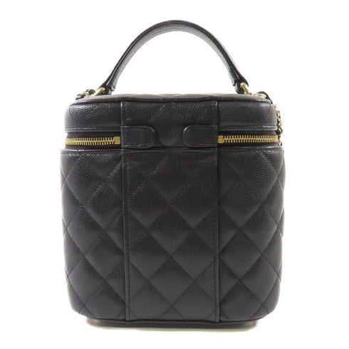 CHANEL CC GHW Vanity Bag Chain Shoulder Bag Calfskin Leather