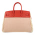 HERMES PHW Birkin 35 Fray Fray Handbag Swift leather/Canvas Framboise/Red