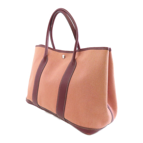 HERMES PHW Garden Party PM Tote Shoulder Bag Canvas Pink