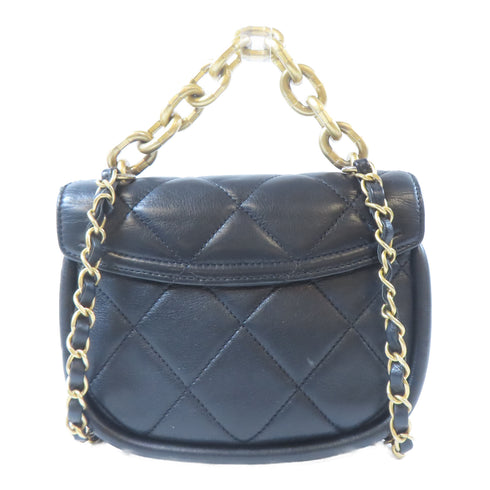 CHANEL Quilted CC GHW Saddle Bag 2 Way Bag AS2720 lambskin Leather Black